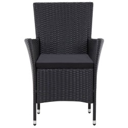Ensemble à manger d'extérieur 7 pcs Résine tressée Noir  583343583343