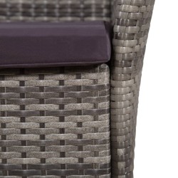 Ensemble à manger d'extérieur 9pcs coussins Résine tressée Gris 583344583344