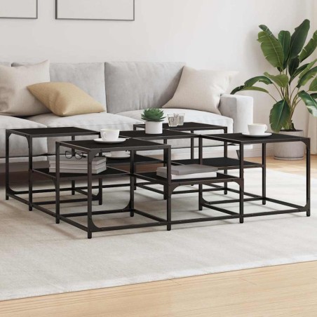 Table basse noir 121x121x40cm Bois d'ingénierie 583360583360