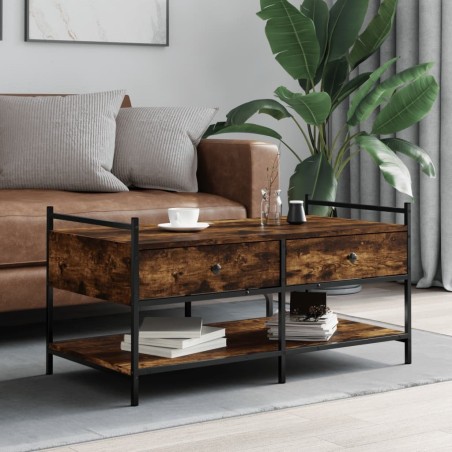 Table basse chêne fumé 99x50x50 cm bois d'ingénierie 583365583365