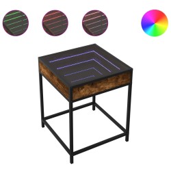 Table de chevet avec LED infini chêne fumé 40x40x51 cm 583367583367