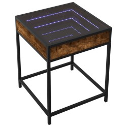 Table de chevet avec LED infini chêne fumé 40x40x51 cm 583367583367