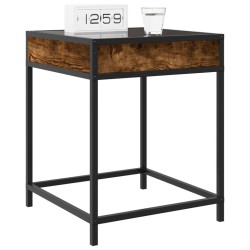 Table de chevet avec LED infini chêne fumé 40x40x51 cm 583367583367