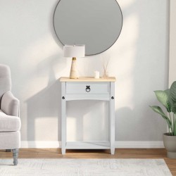 Table console avec tiroir Blanc 55 x 35 x 73 cm Pin massif 583385583385