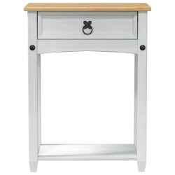 Table console avec tiroir Blanc 55 x 35 x 73 cm Pin massif 583385583385