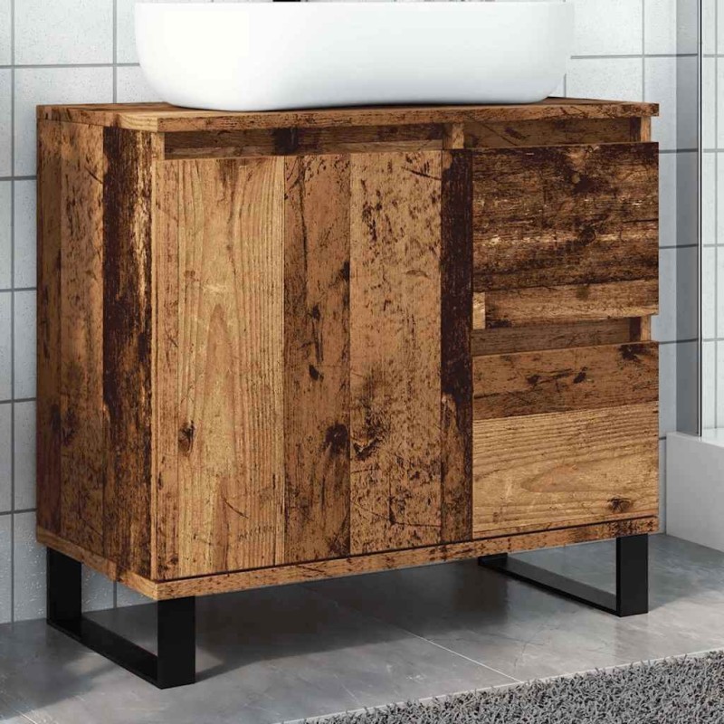 Armoire de lavabo de salle de bain vieux bois 65x33x60 cm 583389583389