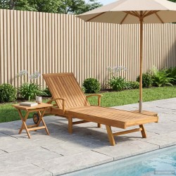 Transat avec Table Bois de teck massif Marron 583394583394