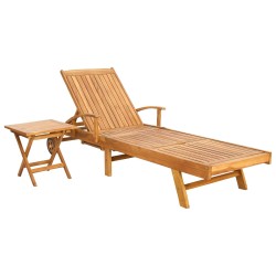 Transat avec Table Bois de teck massif Marron 583394583394