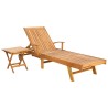Transat avec Table Bois de teck massif Marron 583394583394