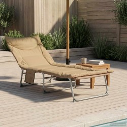 Transat pliant avec coussin Beige 583398583398