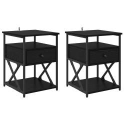 Cabinet de chevet avec tiroir 2 pcs Chêne noir 40 x 42 x 55 cm 583399583399