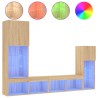 Unités murales TV avec LED 4 pcs chêne sonoma bois d'ingénierie 583402583402