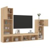 Unités murales TV avec LED 4 pcs chêne sonoma bois d'ingénierie 583402583402