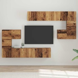 Unites TV Montage mural 4 pcs Bois Ancien Bois d'ingénierie 583419583419