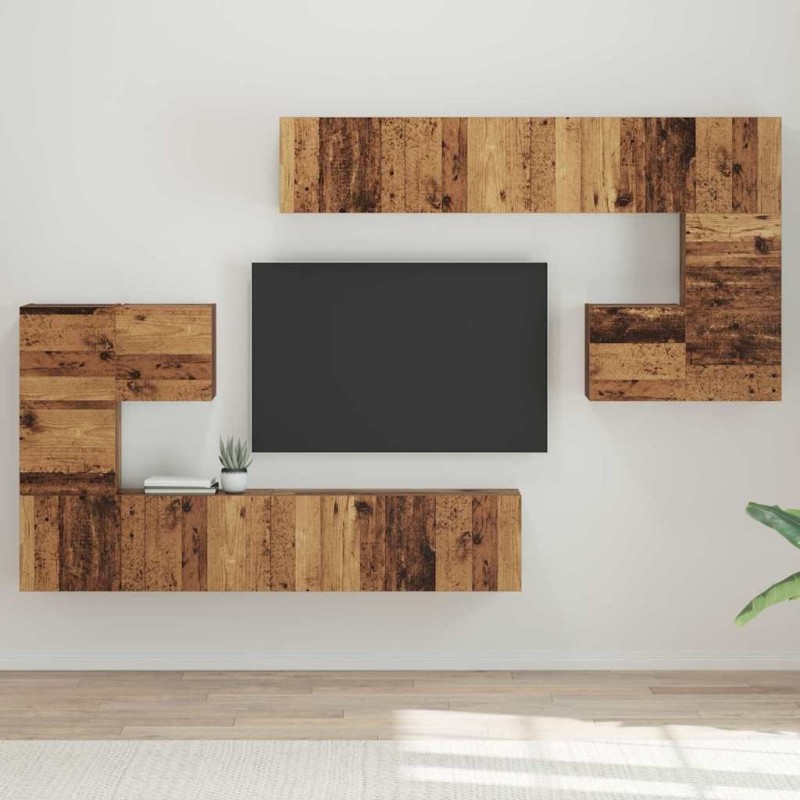 Unites TV Montage mural 4 pcs Bois Ancien Bois d'ingénierie 583419583419