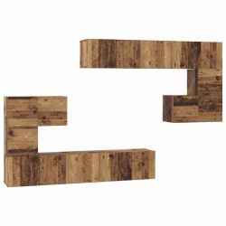 Unites TV Montage mural 4 pcs Bois Ancien Bois d'ingénierie 583419583419