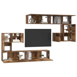 Unites TV Montage mural 4 pcs Bois Ancien Bois d'ingénierie 583419583419