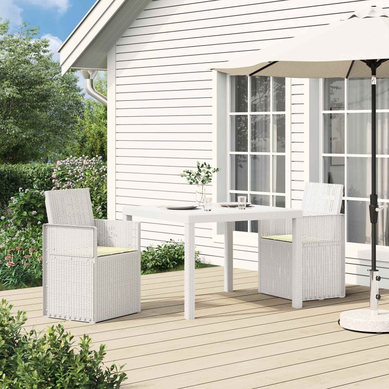 Chaises de jardin salle à manger 2 pcs Blanc et crème PP 583423583423