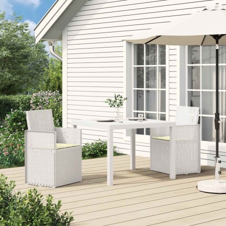 Chaises de jardin salle à manger 2 pcs Blanc et crème PP 583423583423