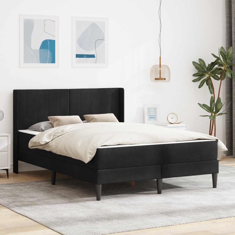 Cadre de lit avec matelas Noir 120 x 200 cm Velours 583425583425