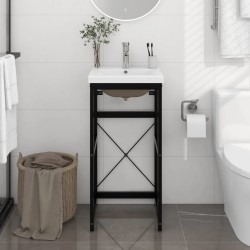 Cadre de lavabo de salle de bain vasque à encastrer Noir Fer 583429583429