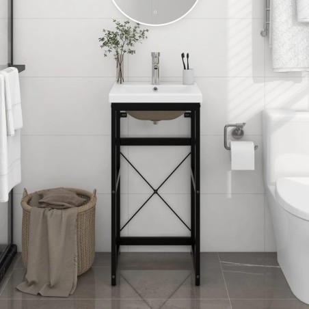 Cadre de lavabo de salle de bain vasque à encastrer Noir Fer 583429583429