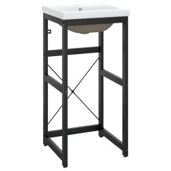Cadre de lavabo de salle de bain vasque à encastrer Noir Fer 583429583429