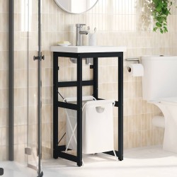 Cadre de lavabo de salle de bain Noir 40x38x83 cm Fer 583430583430