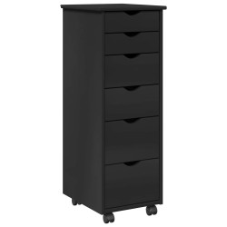 Cabinet roulant Noir 34 x 39 x 93,5 cm Bois de Pin Massif 583433583433