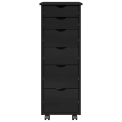 Cabinet roulant Noir 34 x 39 x 93,5 cm Bois de Pin Massif 583433583433