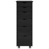 Cabinet roulant Noir 34 x 39 x 93,5 cm Bois de Pin Massif 583433583433