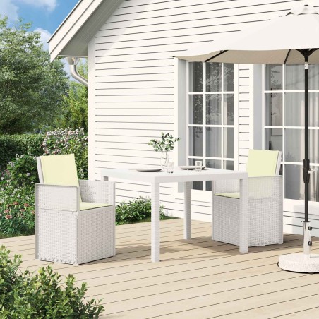 Chaises de jardin salle à manger 2 pcs Blanc et crème PP 583435583435