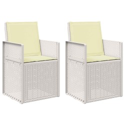 Chaises de jardin salle à manger 2 pcs Blanc et crème PP 583435583435