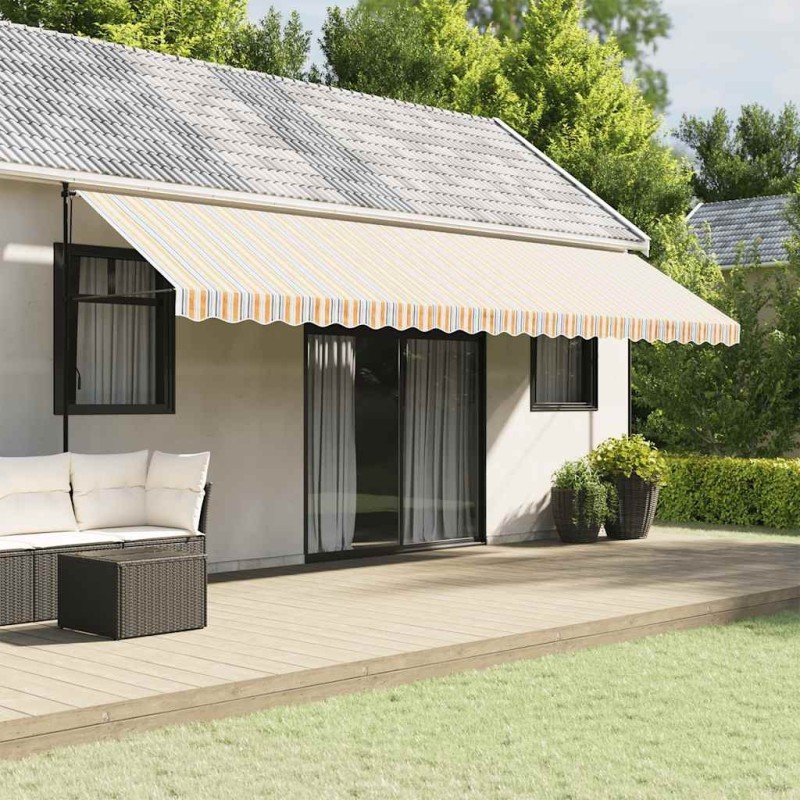 Tissu de remplacement de cantonnière d’auvent multicolore 6 m 583438583438