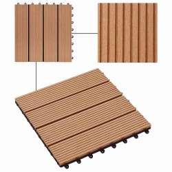 Carreau de terrasse 22 pcs Teck 30 x 30 cm WPC 583441583441