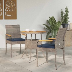 Chaises de jardin avec coussin 2 pcs Gris et bleu marine 583442583442