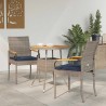 Chaises de jardin avec coussin 2 pcs Gris et bleu marine 583442583442