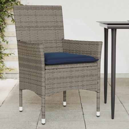 Chaises de jardin avec coussins lot de 2 gris résine tressée 583444583444