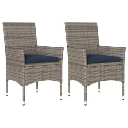 Chaises de jardin avec coussins lot de 2 gris résine tressée 583444583444