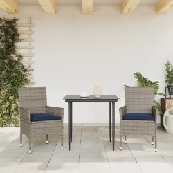 Chaises de jardin avec coussins lot de 2 gris résine tressée 583444583444