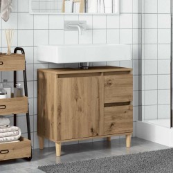 Armoire lavabo chêne artisanal 65x33x60 cm bois d'ingénierie 583468583468