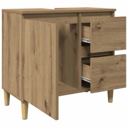 Armoire lavabo chêne artisanal 65x33x60 cm bois d'ingénierie 583468583468