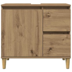 Armoire lavabo chêne artisanal 65x33x60 cm bois d'ingénierie 583468583468