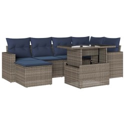 Ensemble de canapé de jardin 7 pcs avec coussins gris résine tressée 583469583469