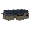 Ensemble de canapé de jardin 7 pcs avec coussins gris résine tressée 583495583495