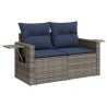 Ensemble de canapé de jardin 7 pcs avec coussins gris résine tressée 583495583495