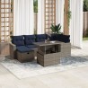 Ensemble de canapé de jardin 7 pcs avec coussins gris résine tressée 583496583496