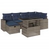 Ensemble de canapé de jardin 7 pcs avec coussins gris résine tressée 583496583496