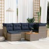 Ensemble de canapé de jardin 7 pcs avec coussins gris résine tressée 583497583497