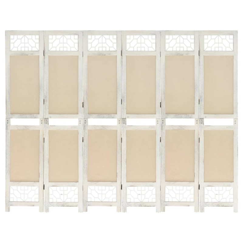 Cloison de séparation 6 panneaux Crème 210x165 cm Tissu 583511583511